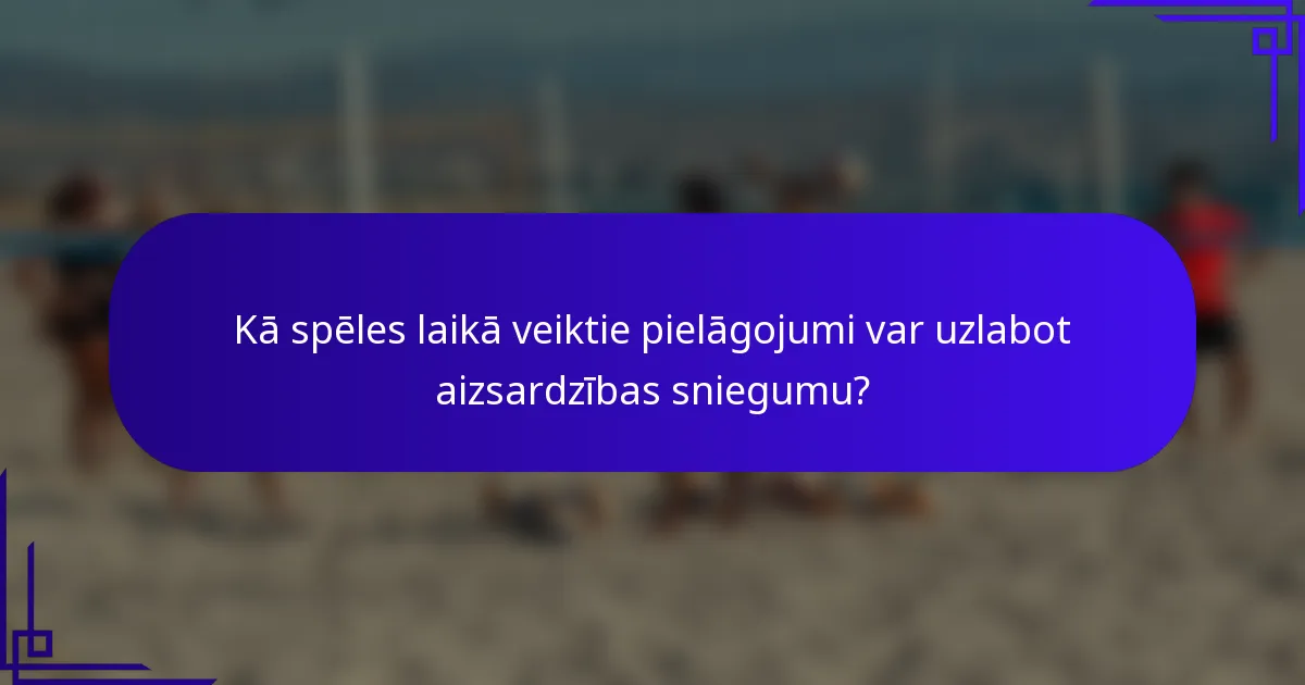 Kā spēles laikā veiktie pielāgojumi var uzlabot aizsardzības sniegumu?