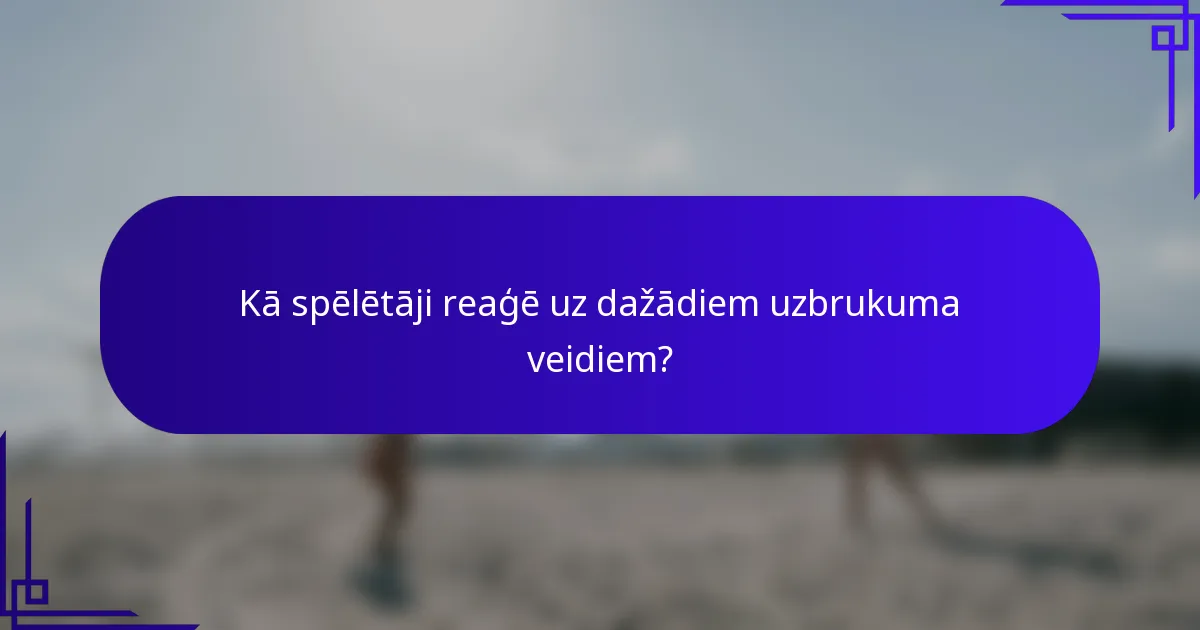 Kā spēlētāji reaģē uz dažādiem uzbrukuma veidiem?