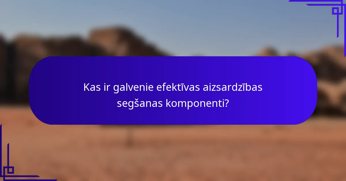 Kas ir galvenie efektīvas aizsardzības segšanas komponenti?