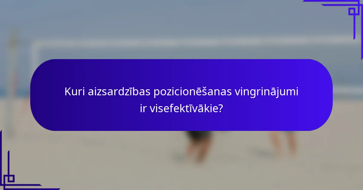 Kuri aizsardzības pozicionēšanas vingrinājumi ir visefektīvākie?